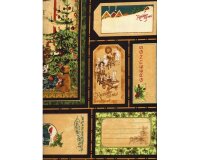 59-cm-Patchworkstoff-Abschnitt CHRISTMAS EMPORIUM mit Weihnachtsetiketten, goldbraun