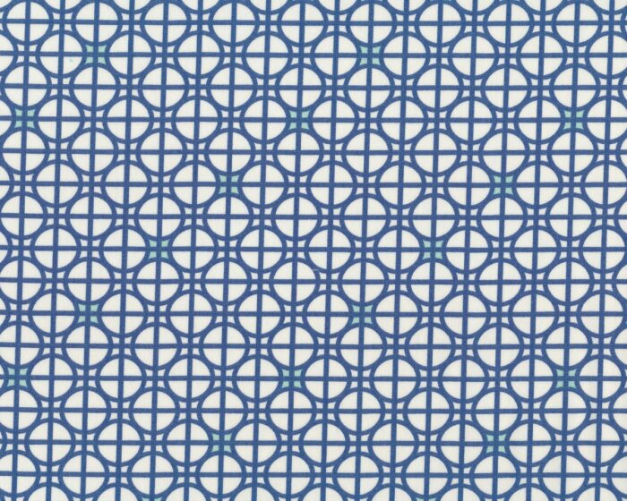 Feiner Popeline-Patchworkstoff DRIFT, Kreise-Karo, gedecktes blau-gebrochenes weiß