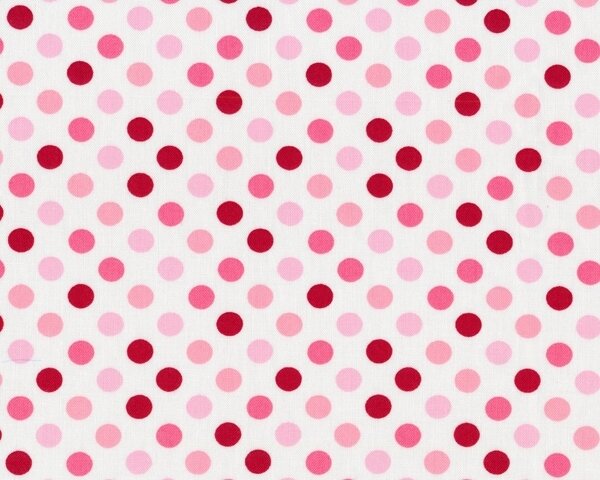 Patchworkstoff SPOT ON, regelmäßige Punkte, rosa-weiß-rot