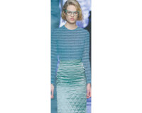 Fülliger italienischer Woll-Strickstoff mit Querrippen JARIS, hellblau-anthrazit