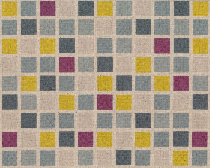 Baumwoll-Leinen-Patchworkstoff CHIC NEUTRALS LINEN, Quadrat-Mosaik, natur-grau-senfgelb, Moda Fabrics