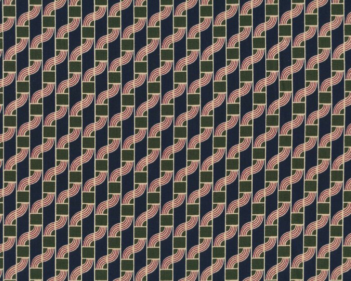 Patchworkstoff TIES THAT BIND, diagonale Wellenstreifen, marineblau-dunkles olive