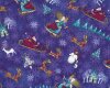 Patchworkstoff "Snow Queen" mit märchenhaften Rentierschlitten, lilablau-türkis-weinrot