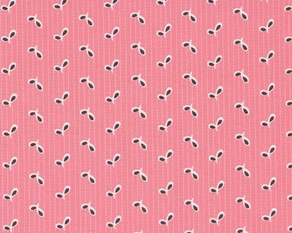 Patchworkstoff "Flea Market Fancy" mit kleinen Zweiblatt auf Strichelgrund, rosa