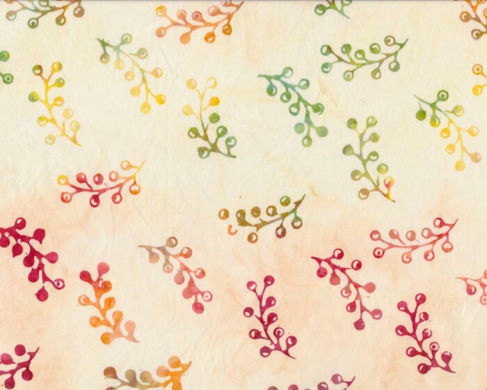 Batik-Patchworkstoff ONE FOR YOU ONE FOR ME, Beeren-Zweige, creme-pastellrot, Moda Fabrics