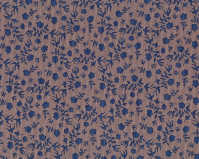 Feincord MY DEAR, Streublümchen und Vögel, schlammbraun-gedecktes blau