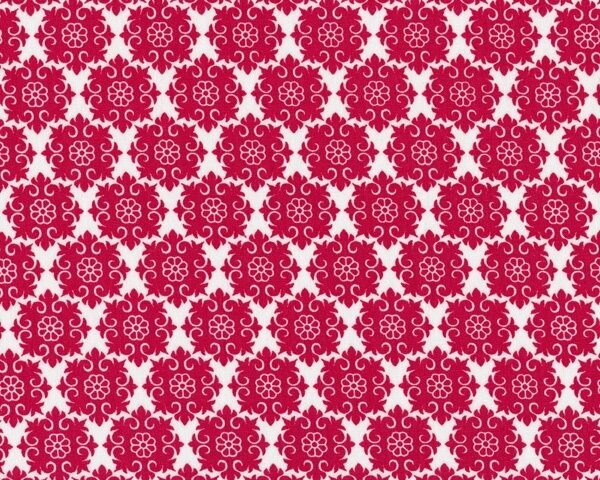Feine Baumwolle "Hilde" mit schrägen Blütenquadraten, rot-weiß