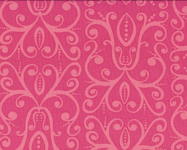 Patchworkstoff "Karavan" mit Ornamentmuster-Ranken, gedecktes pink-dunkelrosa