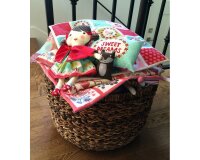 30-cm-Rapport Patchworkstoff LIL RED, Motiv-Quadrate, gebrochenes weiß-dunkelrot, Moda Fabrics