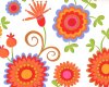 Patchworkstoff PILLOW & MAXFIELD mit großen Blumen, rot-orange