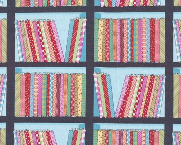 Patchworkstoff SHOP LOCAL, Stoff-Regal, pink-hellblau