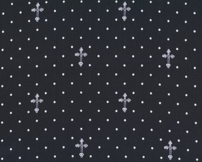 Designer-Seidentwill DOLCE VITA, Kreuze auf Punktegrund, schwarz-weiß
