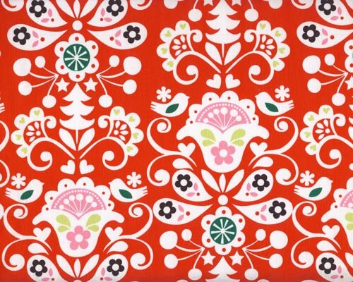 Patchworkserie "Funky Christmas" mit Phantasieblüten, rot-weiß