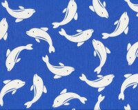 Baumwollstoff OCCÈAN, Delfine, blau-weiß