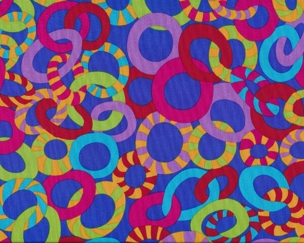 Feiner Patchworkstoff "Jolly" mit gestreiften Ringen, ultramarinblau-hellgrün