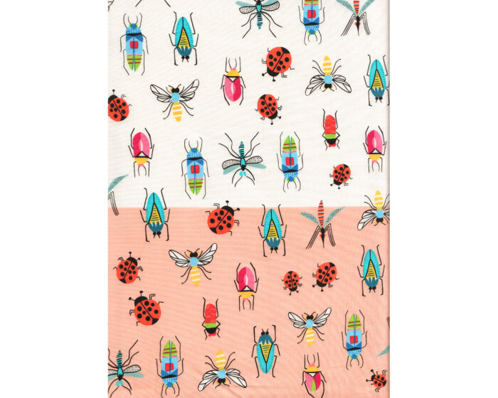 Patchworkstoff TROPICAL TYPES, Insekten, gebrochenes weiß-aprikot