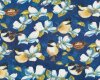 Patchworkstoff FEATHER YOUR NEST, Meisen zwischen Kirschblüten, gedecktes blau-braun