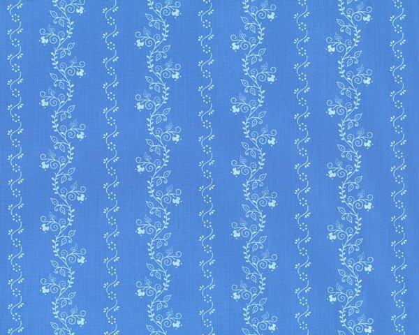 Öko-Tex Trachten-Baumwollstoff PRIMA, Ornament-Ranken-Streifen, hellblau-weiß