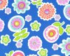 Baumwollflanell "Greenhouse Backyard" mit großen Kreisblumen, blau-lachsrot