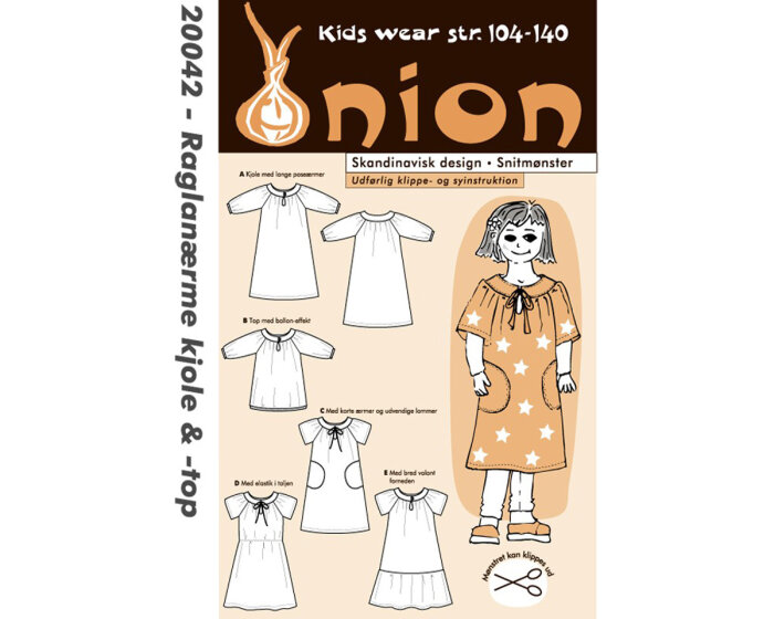 Kleid oder Shirt mit Raglanärmeln und Falten, Schnittmuster ONION 20042