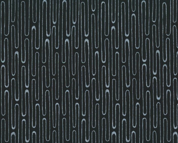 Patchworkstoff SPARKLE, Stäbchen-Wellen, schwarz-silber metallic