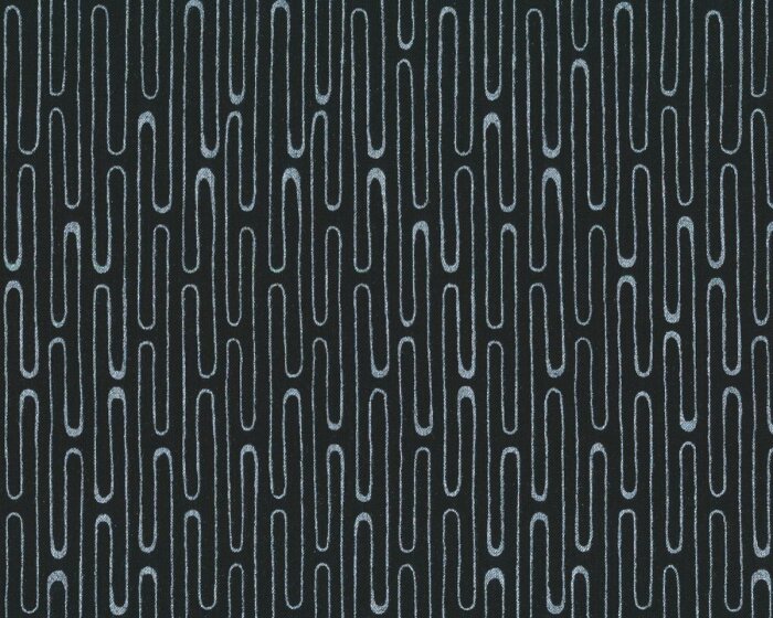 Patchworkstoff SPARKLE, Stäbchen-Wellen, schwarz-silber metallic