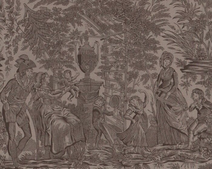 Patchworkstoff LE MARAIS, Toile-de-Jouy-Motiv, beige-stumpfes braun, Moda Fabrics