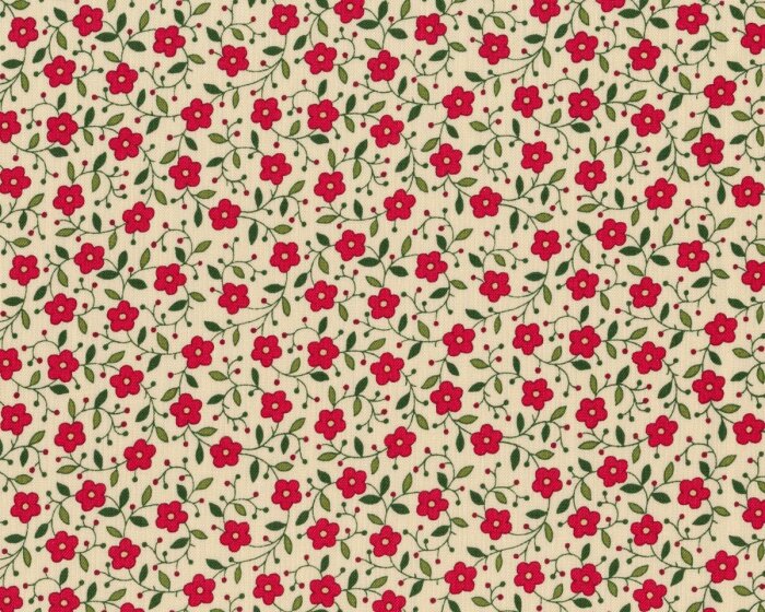 Patchworkstoff WRAPPED IN JOY, Blumenranken, hellbeige-dunkelrot