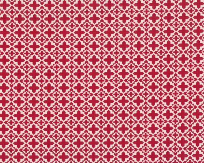 Patchworkstoff VOLUME II, Kreuzblüten, gedecktes rot-gebrochenes weiß, Moda Fabrics