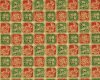 Patchworkstoff "Weihnachtsklassiker" mit Weihnachtsornamente im Karo, moosgrün-rot-gold