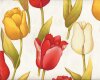 Feiner Patchworkstoff TRINA, große Tulpen, wollweiß-rot