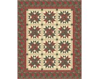 Metallic-Patchworkstoff LET IT GLOW, große Weihnachtsstern-Blüten und Ilex, dunkelrot-beige-gold, Moda Fabrics