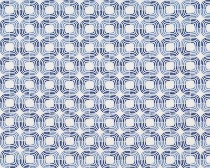 Patchworkstoff ARIA, runde Viereck-Ringe, weiß-taubenblau, Moda Fabrics