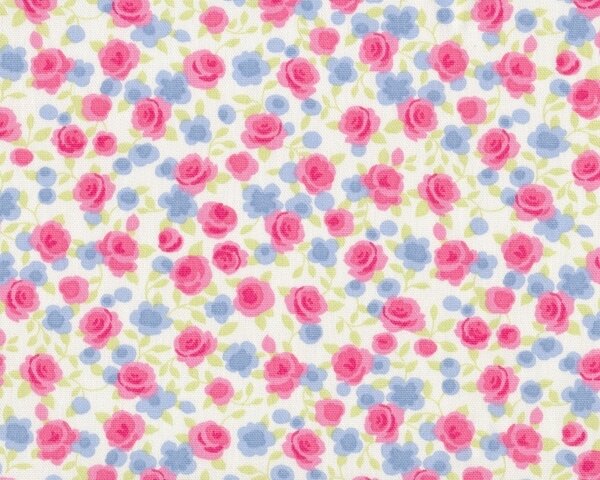 Englischer Dekostoff Clarke & Clarke "Nostalgic Ditsy Rose" mit kleinen Röschen, kräftiges rosa