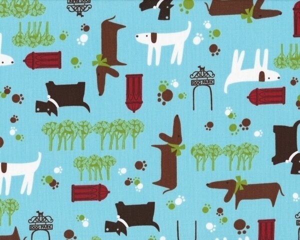 Patchworkstoff "Whiskers & Tails" mit Hunden, hellblau