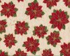 Patchworkstoff HOLIDAY FLOURISH mit Weihnachtsstern-Blüten, rot-hellbeige-gold metallic