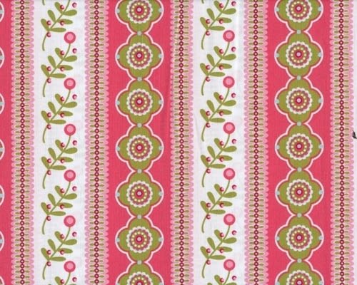 Patchworkstoff PILLOW & MAXFIELD mit Blüten-Musterstreifen, pink-limette