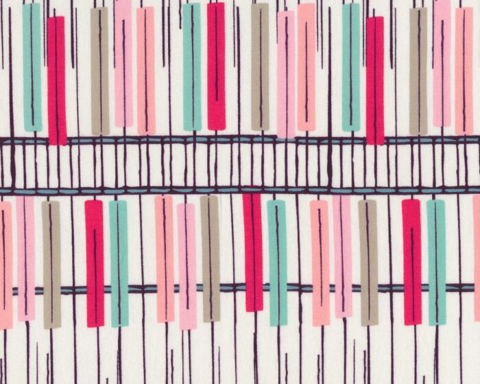 Feiner Baumwolljersey mit Elasthan HEART MELODIES, Klavier-Streifen, wollweiß-rosa