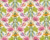 Feiner Popeline-Patchworkstoff "London Calling" mit Wildorchideen, pink-orange-hellgrün