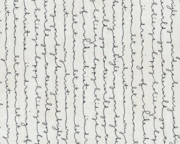 Patchworkstoff JUNIPER BERRY, Schrift-Streifen, antikweiß-schwarz, Moda Fabrics