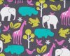 Patchworkstoff ZOOLOGY, Zootiere und Frösche, pink-steingrau