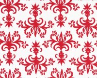 Patchworkserie Del Hi mit gefiederten Ornamenten, weiß-rot