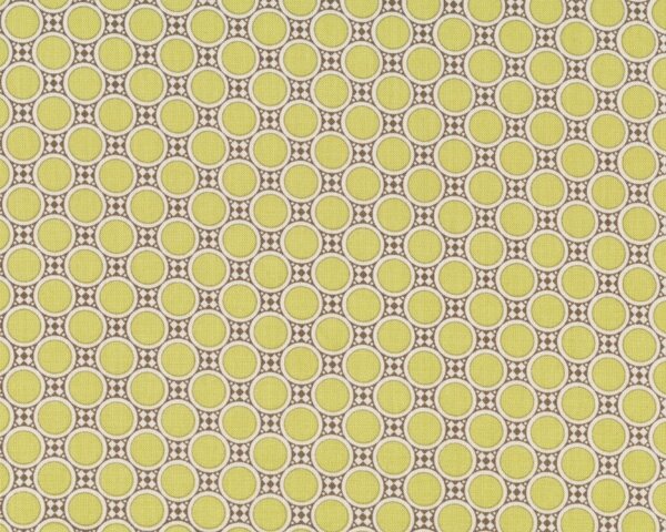 Patchworkstoff GYPSY CARAVAN mit Kreis-Muster, helles limette-schlammbraun