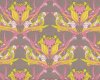 Patchworkstoff "Pernillas Journey" mit Phantasie-Kelchblüten und schlafenden Vögeln, beigegrau-rosa