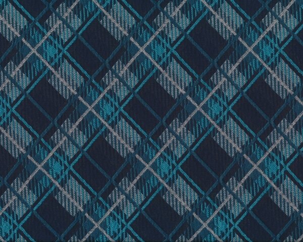 Edler Jacquard-Stoff mit Wolle MIRABEL mit diagonalem Karo-Muster, mittelblau-dunkelblau