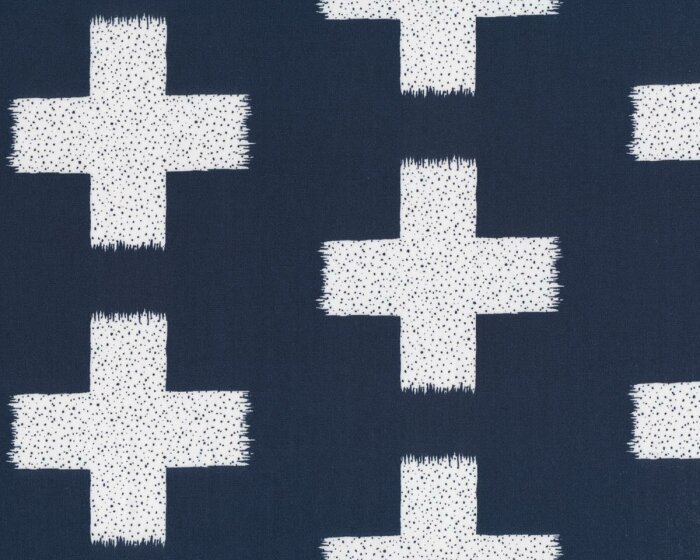Feiner Popeline-Patchworkstoff RECOLLECTION, Kreuze, marineblau-weiß