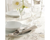 Englischer Leinen-Dekostoff Clarke & Clarke TOPIARY, Buchsbäume, natur dunkel-steingrau