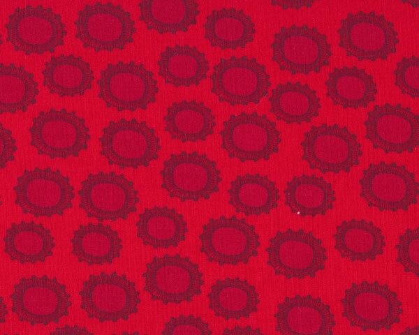 Leinenstoff mit Baumwolle MORI STYLE, Stickovale, rot-rotbraun
