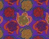 Patchworkstoff "Liberty Mayfair" mit Teekannen, lila-gedecktes rotbraun