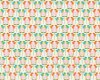 Patchworkstoff "Happier" mit gespiegelten Vögelchen und Blume, wollweiß-orange-türkis